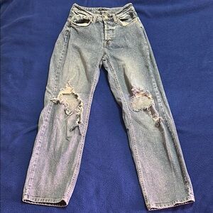 Distressed Blue Jeans